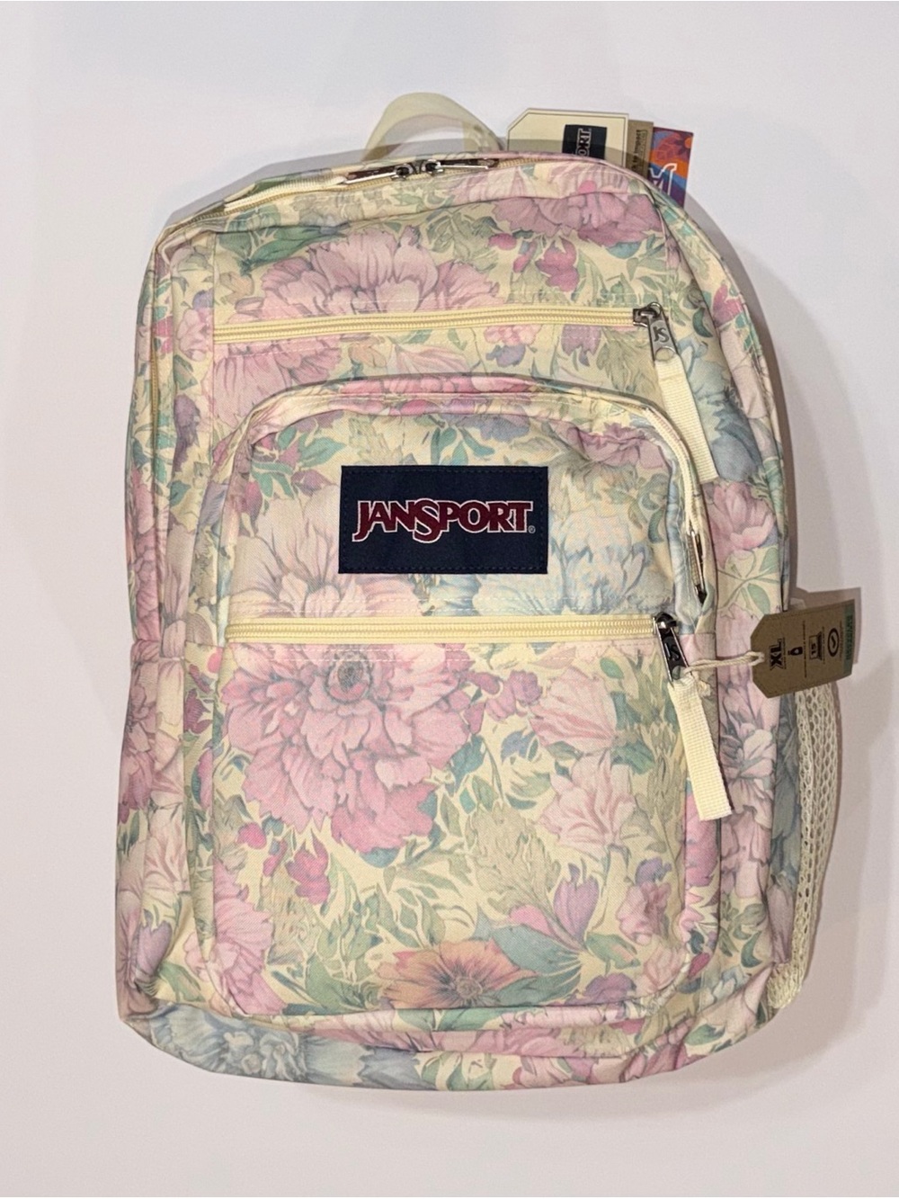 JanSport Big Student Faded Tapestry Pastel Floral Botanical Laptop Backpack-New